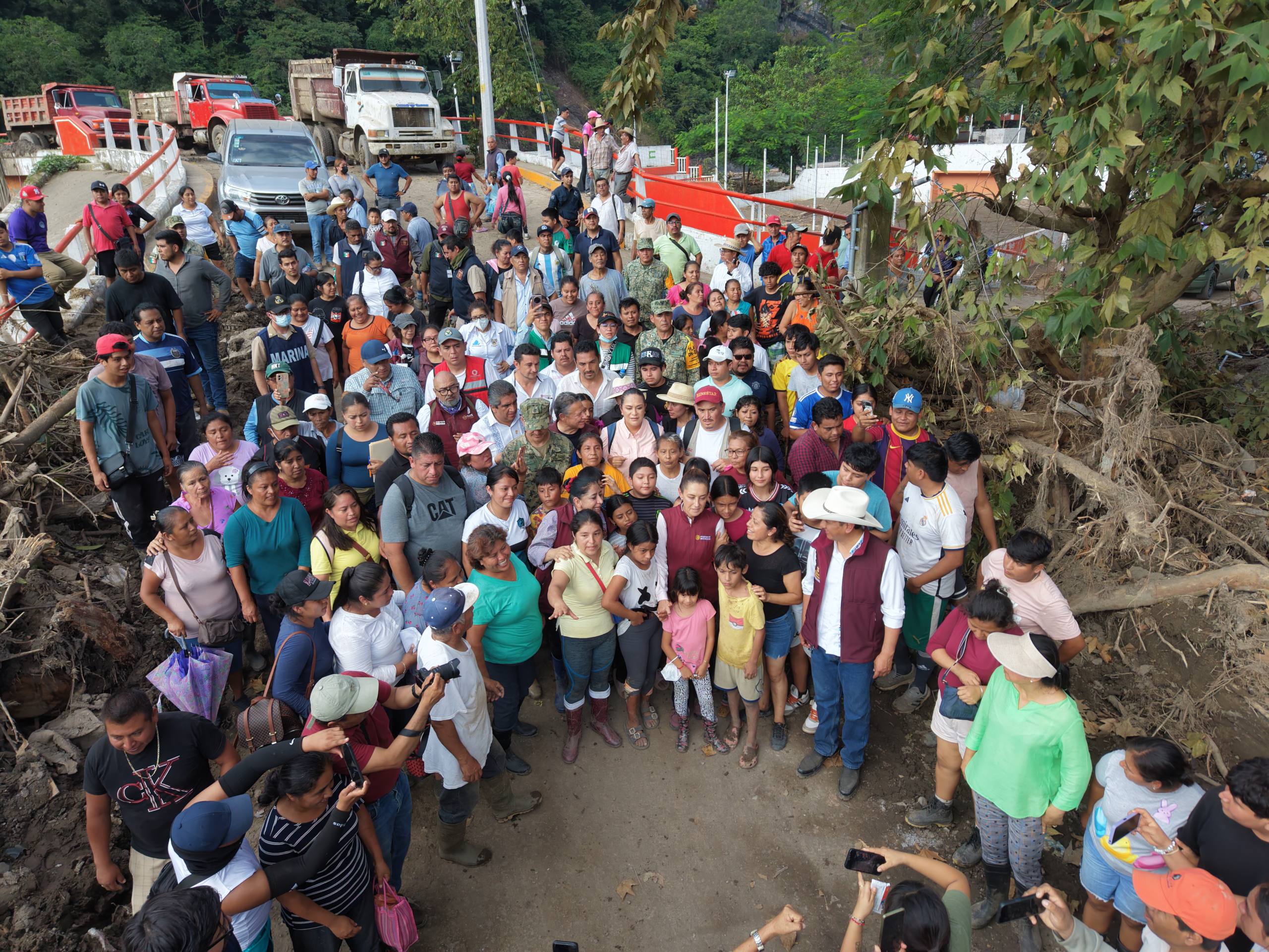 Inició censo y reapertura vial parcial en Huehuetla, Hidalgo, informó la presidenta Sheinbaum