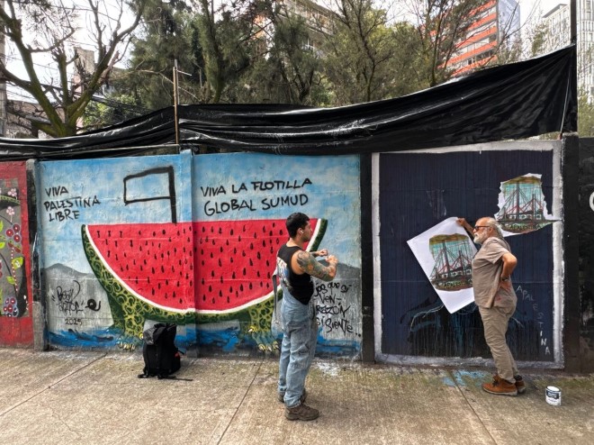 Con la jornada mural “Domingo de barcos por Palestina libre” artistas mexicanos se solidarizan con activistas de la Global Sumud