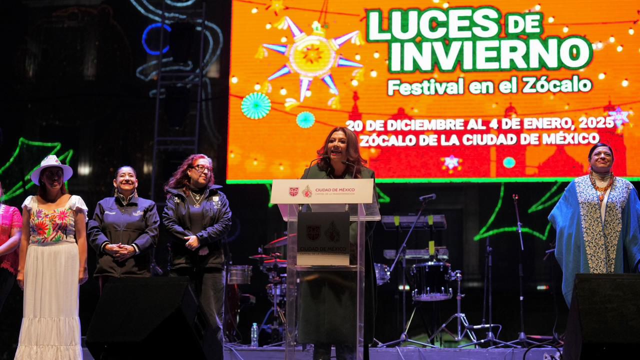 El Zócalo se ilumina: Clara Brugada inaugura “Luces de Invierno 2025–2026”