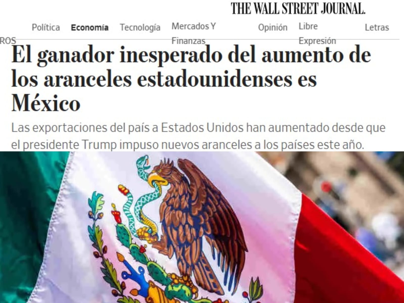 México es el gran beneficiario de los aranceles de Estados Unidos, señala el Wall Street Journal
