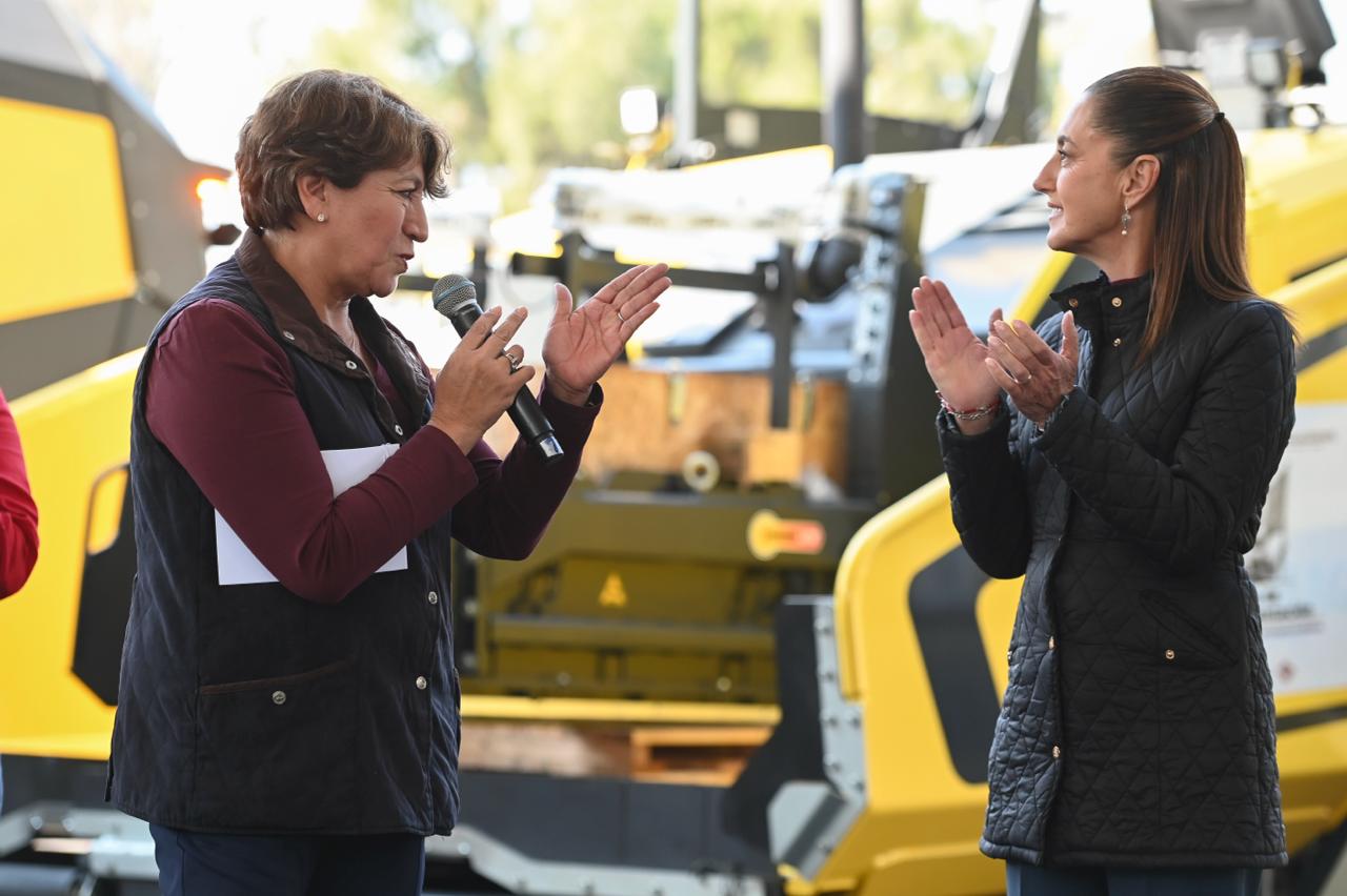 Sheinbaum cumple meta del Plan Oriente del Estado de México con trenes de pavimentación para 10 municipios