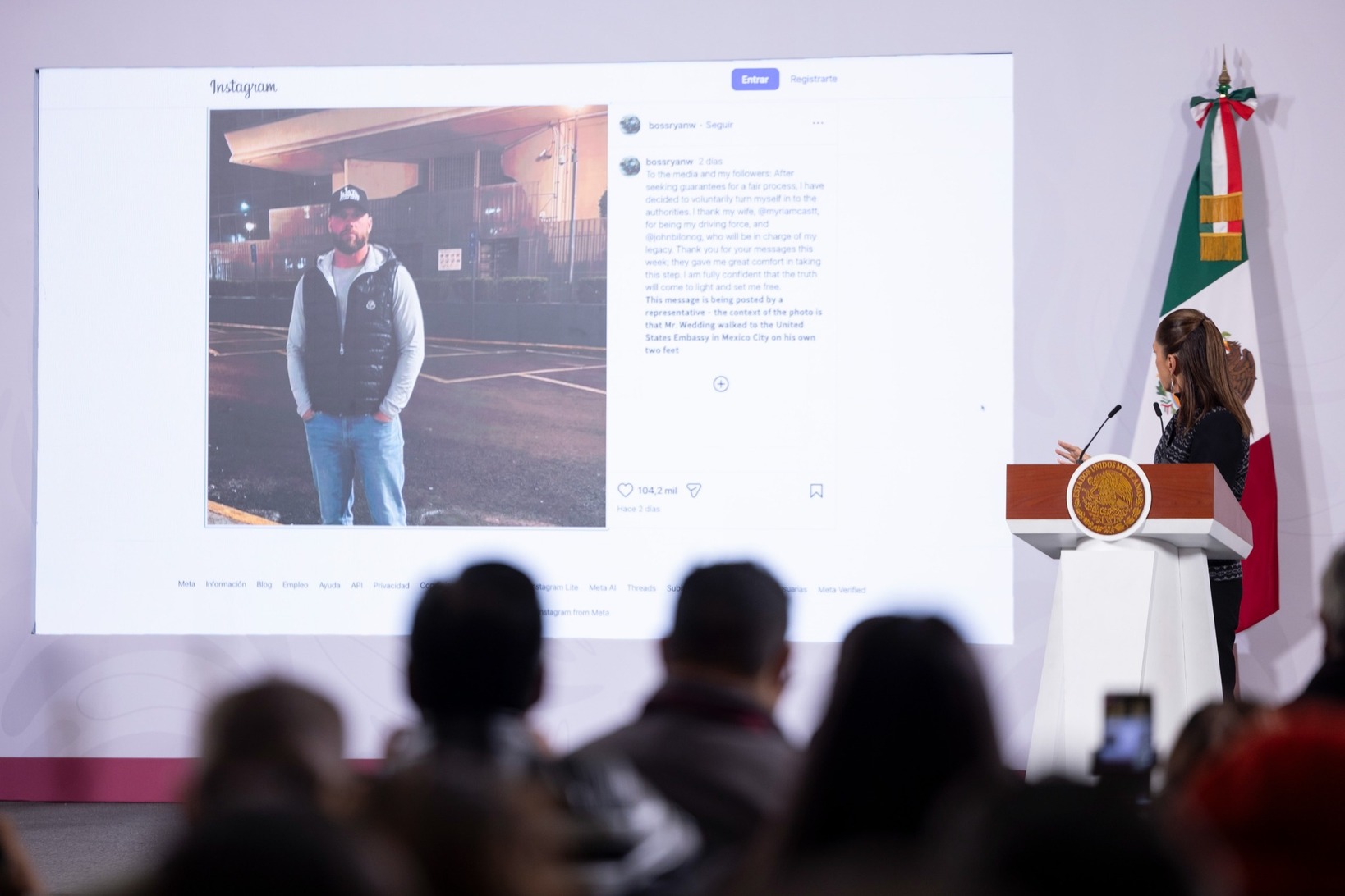 Caso Ryan Wedding: Presidenta Sheinbaum aclara que no hubo operativo conjunto