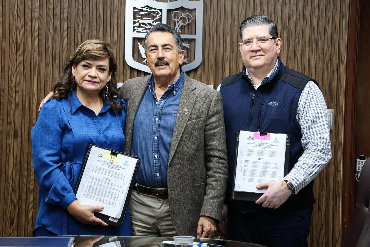 [VIDEO] Organismo Operador municipal de Agua Potable y Alcantarillado de Cajeme, Sonora y Sindicato de Trabajadores firman contrato colectivo 2026–2028