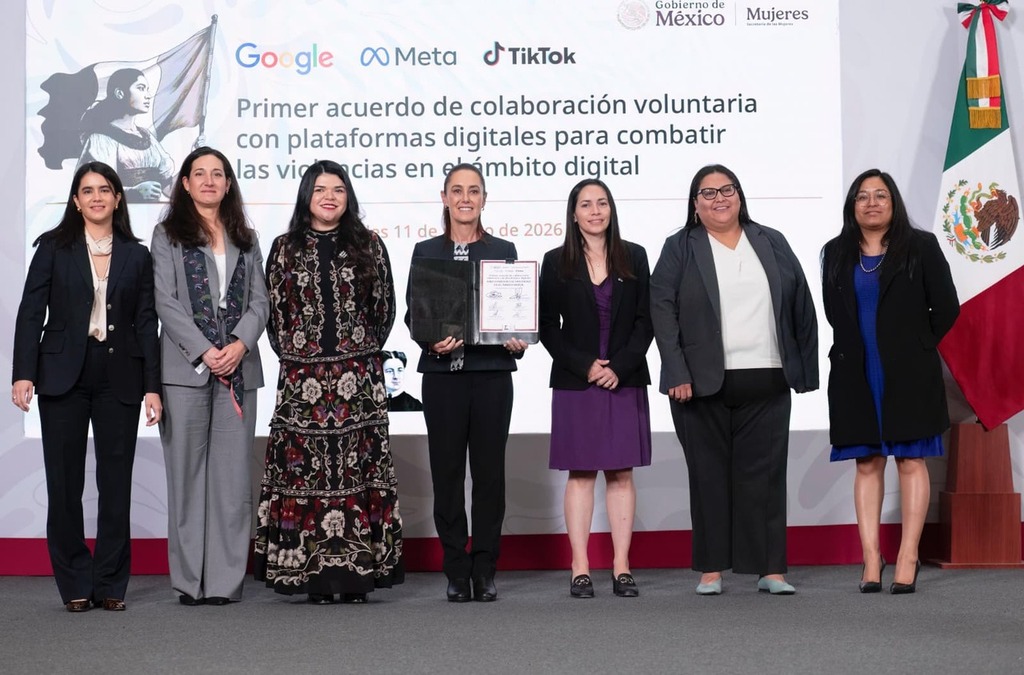 La Presidenta Sheinbaum firma acuerdo con Google, Meta y TikTok para combatir la violencia digital contra las mujeres