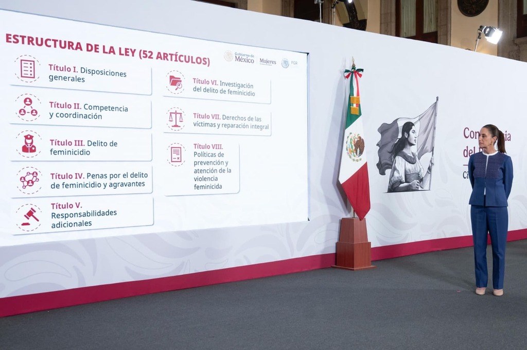 Presidenta Sheinbaum presenta Ley General contra el Feminicidio; obliga a investigar como este delito toda muerte violenta de mujer