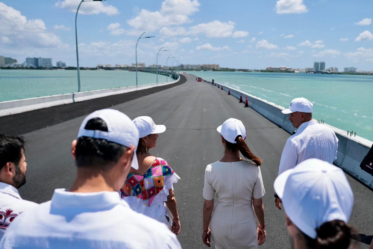 Presidenta Sheinbaum inaugurará en abril megaobra del puente Nichupté que transformará la movilidad en Cancún