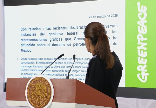Derrame en el Golfo fue atendido “desde el primer momento”: Presidenta Sheinbaum; Greenpeace rectifica imagen