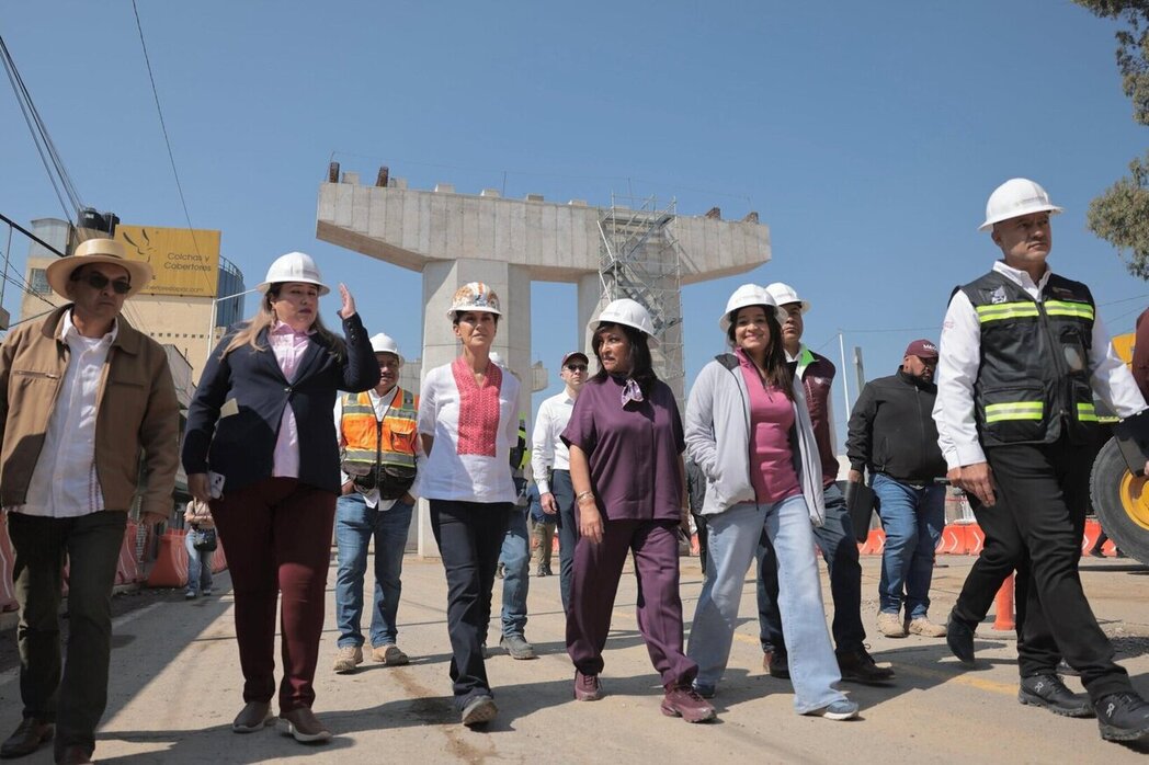 Presidenta Sheinbaum supervisa obra de puente vehicular que conecta Tlaxcala y Puebla