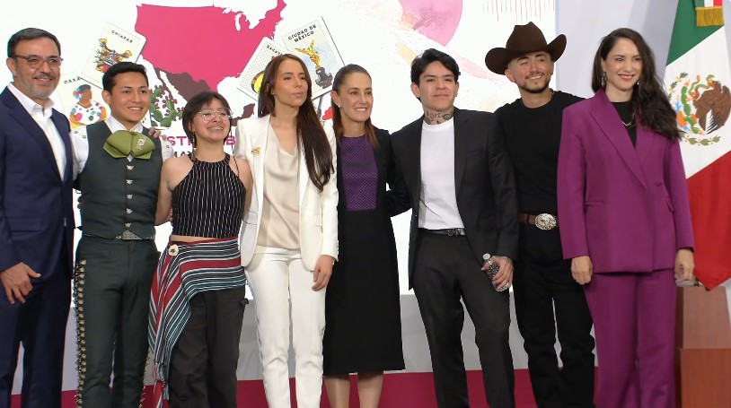 Junto a Majo Aguilar y Junior H, la Presidenta Sheinbaum anuncia segunda edición de “México Canta”