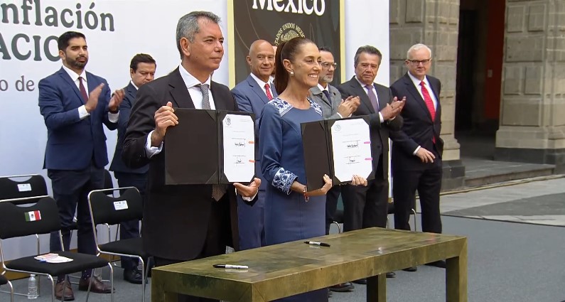 Presidenta Sheinbaum y empresarios renuevan acuerdo PACIC: canasta básica permanece en 910 pesos