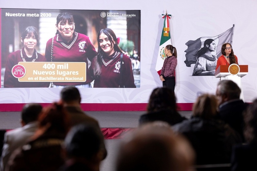 Presidenta Sheinbaum informa que la meta sexenal del Bachillerato Nacional se duplicará a 400 mil nuevos lugares