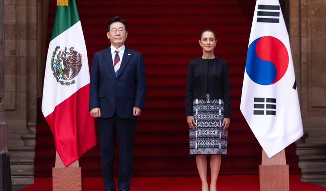 Presidenta Sheinbaum recibe en Palacio Nacional a su homólogo de la República de Corea, Lee Jae-myung
