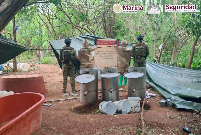 Secretaría de Marina inhabilita laboratorio clandestino de metanfetamina en Sinaloa
