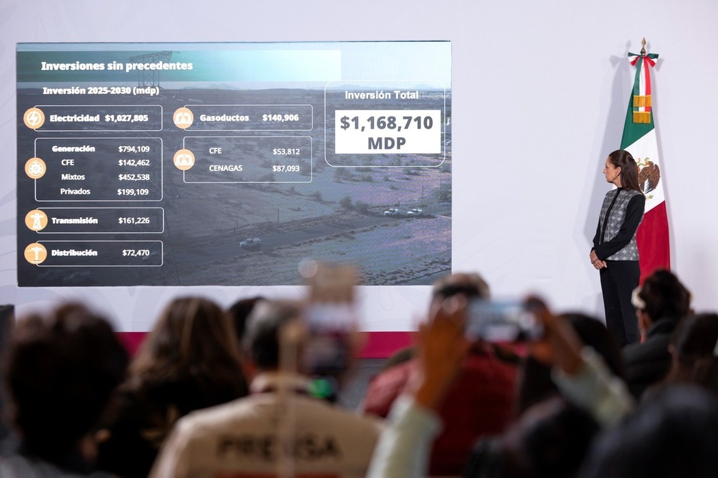 Destaca la presidenta Sheinbaum inversión histórica cercana a 1.2 bdp para electricidad y gas natural